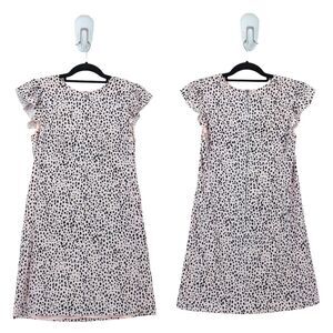 Rebecca Taylor Women 2 Dress Pink Cheetah Print Spotted Ruffled Sleeve FLAW